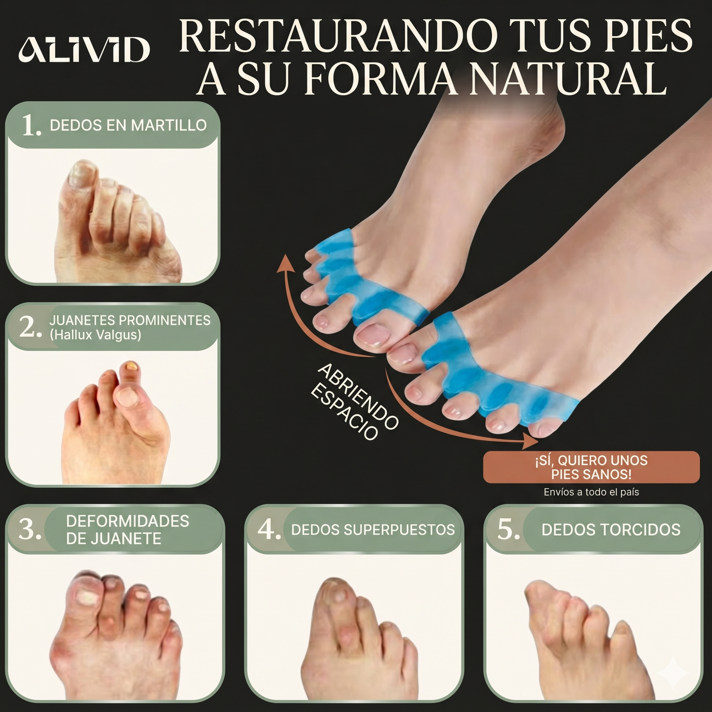 ALIVID Comfort™ - Corrector de alineación y alivio para dedos y juanetes