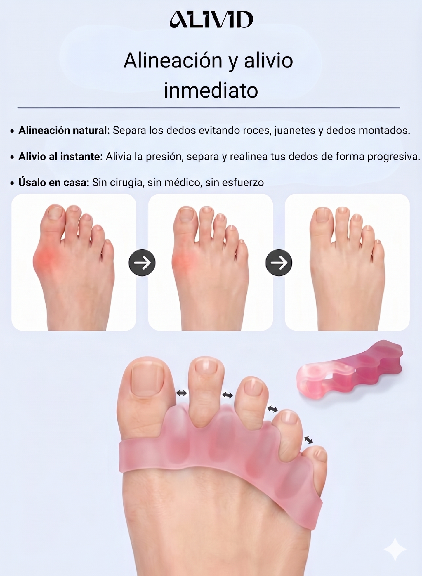 ALIVID Comfort™ - Corrector de alineación y alivio para dedos y juanetes
